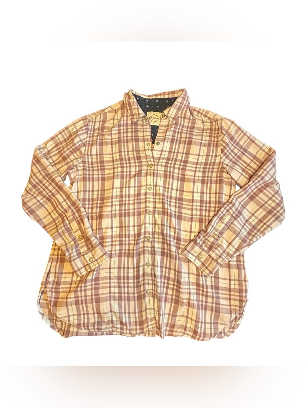 Jachs Women's Plaid Button-Down Shirt in Lilac and Cream